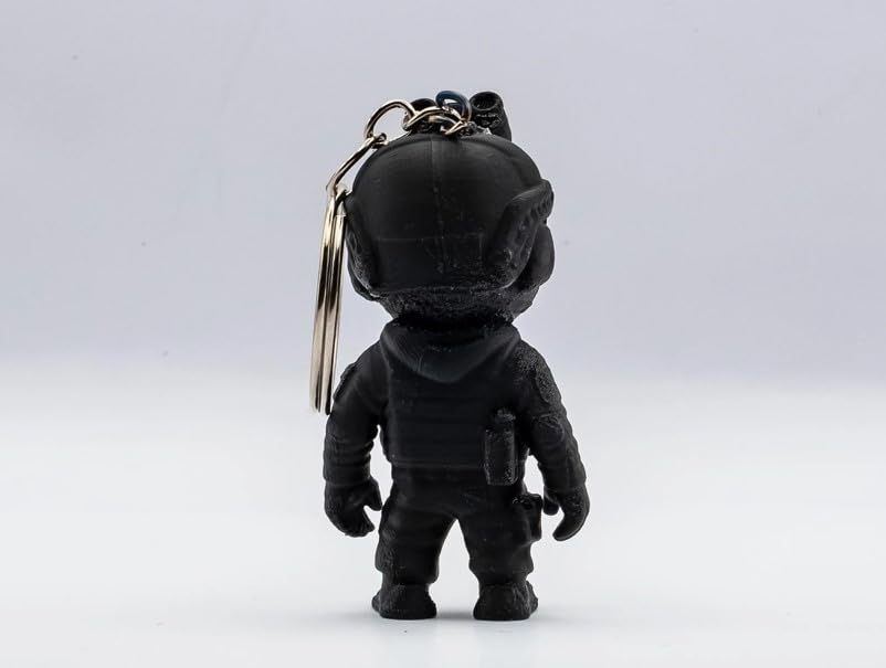 Image of Tactical Soldier Keychain, Black Military Figure with Skull Mask and Helmet