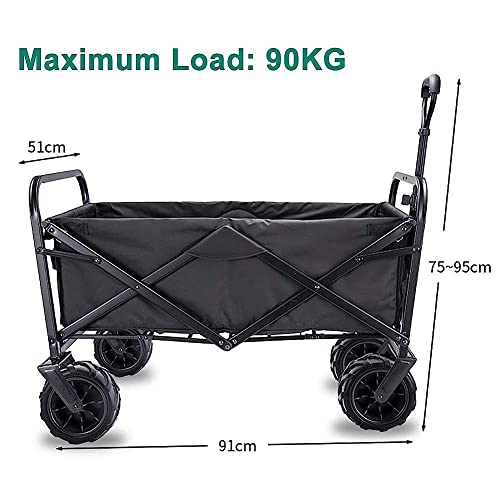 CCYENG Wäschewagen Handwagen, Trolley Gartenwagen Faltbarer Ziehwagen Handwagen Gartentransportwagen, Zusammenklappbarer Campingwagen Mit Futter, Zusammenklappbarer F – Bild 4