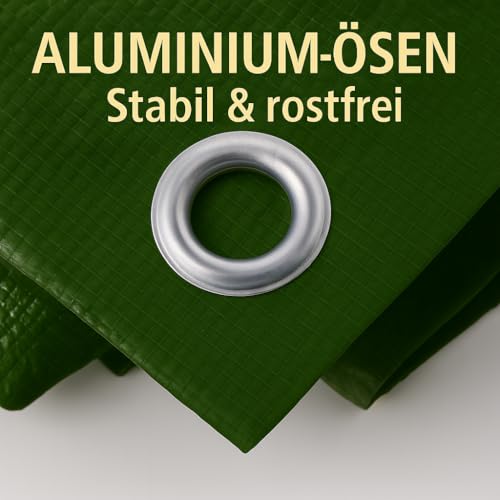 Abio Abdeckplane 3x7m Grün 100g/m² Wasserdicht mit Ösen Plane Gewebeplane Tarp Schutzplane für Haus & Garten Holz Gartenmöbel Camping Haus