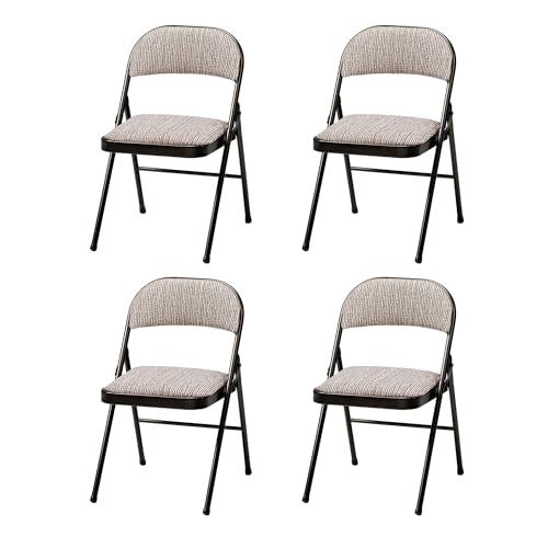 MECO Stakmore 4 Pack Padded Folding Chairs, Cushioned Motif Fabric Foldable Chair, Cinnabar