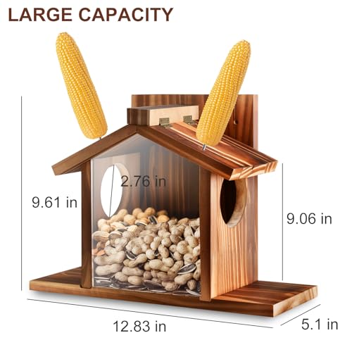 Zliiesns Squirrel Feeders for Outside, Squirrel House for Outdoor - Chipmunk Feeder, Squirrel Food for Backyard Squirrels Hold Corn, Corn Cob, Peanuts (Brown-09) - Thumbnail 2