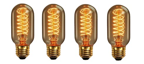 Starry Night T45 40W Vintage Antique Light Bulbs, Warm White, E26 Edison Tubular Style,Clear Glass,220-240 Volts, Filament Light Bulbs(4 Pack)