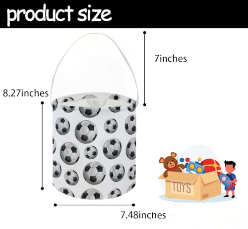 Image of Soccer Basket Kids Storage Basket Baby Gift Basket Rectangular Cute Toy Storage Bin Box Organizer Book Shelf Basket Dinosaur Room Decor(Soccer)