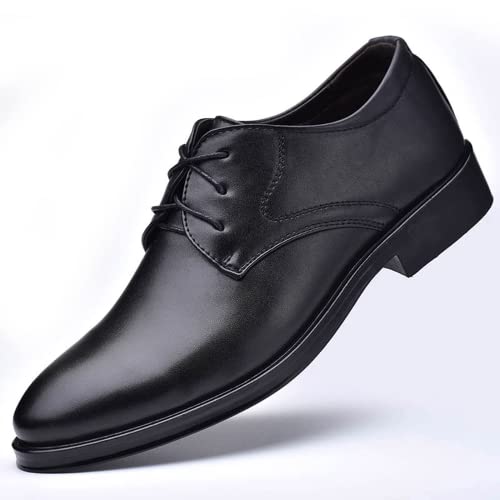 BORAMAX Mens Black PU Dress Shoes Spring SummerFashion Style Men's Breathable Comfortable Business Lace Up Leather Slip Shoe4