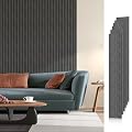 SMARTSTANDARD 6 Pack Acoustic Wood Wall Panels, 94"x 7.9" Each Soundproof Wood Panel, 3D Fluted Wood Slat Paneling for Wall and Ceilings, Classic Dark Gray