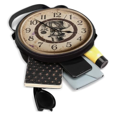 Image of Women Novelty Round Clock Shape Zippered Clock Purses for Women Tote Handbag Shoulder Bag, Gift for Mom Girlfriend