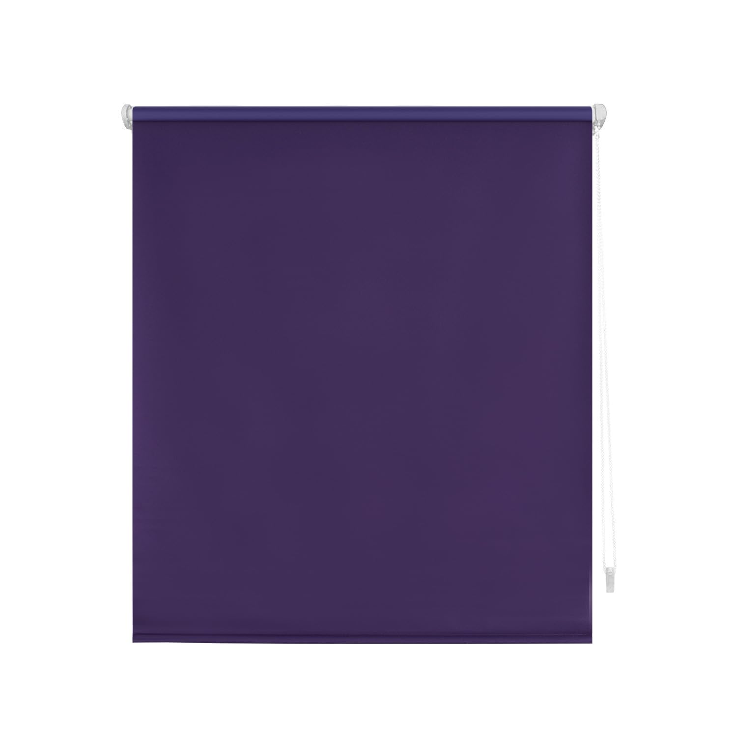 Decorblind | Smooth Opaque Roller Blind Without Tools and Without Drilling, Measure 52 x 180 cm (Width x Length), Fabric 49 x 175 cm - Violet Color, for Windows