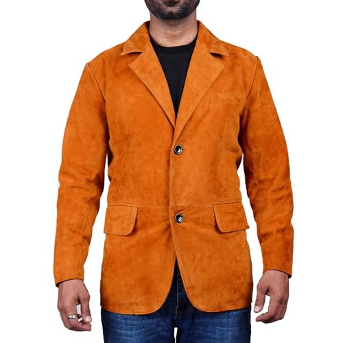 Image of Suede Leather Blazer for Men Suede Sport Coat for Men Blazer Suede Leather Jacket Blazer Coat for Men
