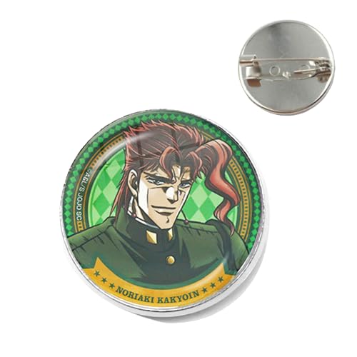 Anime Jojos Bizarre Adventure Brooch Women Men Cosplay Badges For Clothes Backpack Decoration Pin Jewelry, 2.5, Bronze,Glass,Metal, Stabilized Turquoise