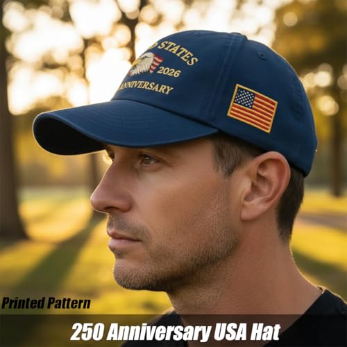 U.S.A. 250th Anniversary Commemorative Hat, Patriotic Adjustable 250 Anniversary USA Hat, Bald Eagle Printed Baseball Cap3