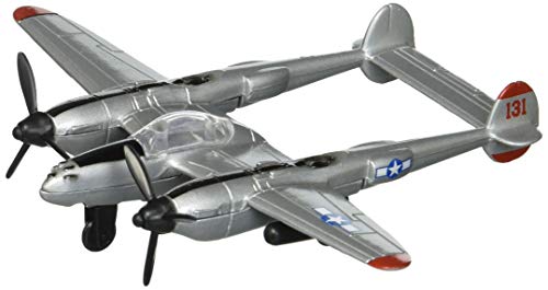 Hot Wings Planes P-38 Lightning With Connectible Runway Die Cast Plane,Grey #TOP2