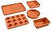 Gotham Steel Non Stick Ceramic Bakeware Set, 5 Piece No Warp & Dishwasher Safe Baking Set, Baking Pans Set with Round & Square Baking Pan, Muffin Pan, Loaf Pan & Baking Sheet for oven, 100% PFOA Free
