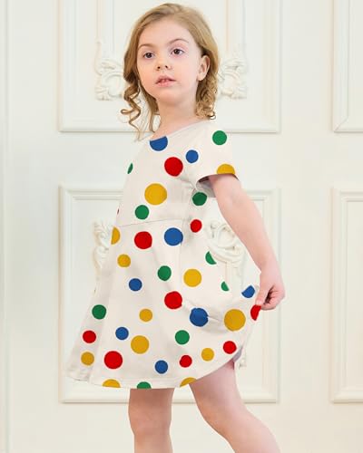 Girl's Dresses Cute Print Short Sleeve Casual Sundress for Girls 4-10 Years3