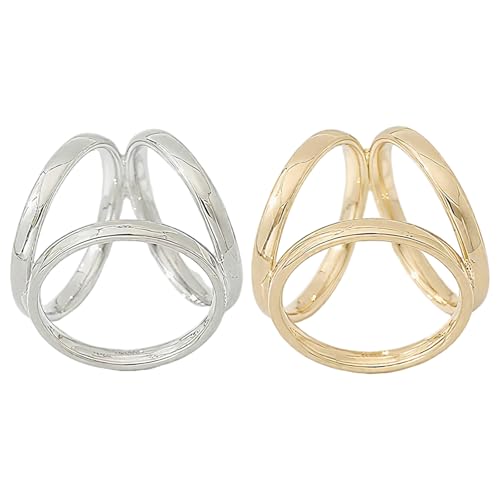 2 Pcs Scarf Buckle Women Three Rings Scarf Ring Elegant Silk