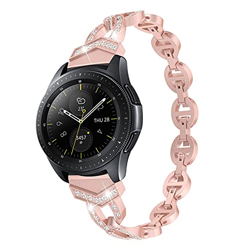 TRSX Reloj Accesorios for Mujer 20 mm de joyería Bling Metal Reemplazo Pulsera Rhinestone Mujer Correa de Acero Inoxidable (Band Color : Pink, Band Width : 46mm) Cover