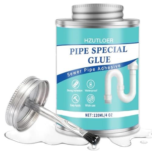 Hzutloer 4OZ Clear PVC Drain Pipe Glue with Brush Applicator,Super Strong Waterproof Pipe Adhesive...
