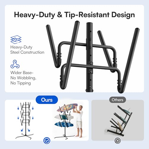Verinch Adjustable Freestanding Paddle Board Rack, Surfboard Stand for 6 Boards, Multi-Use Storage Display Rack for Garage Beach Outdoor, Heavy Duty Steel Frame (68'') by Verinch - Used condition - Image 6