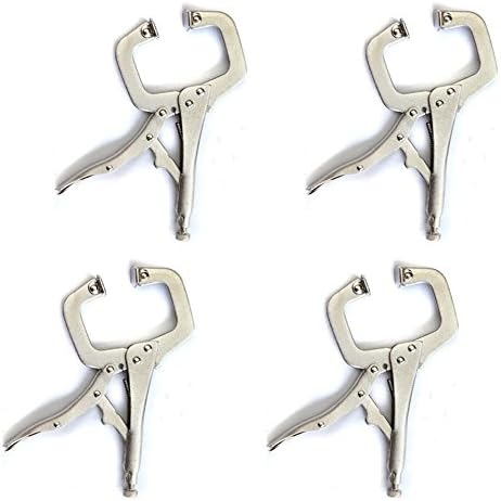 NUZAMAS (Set of 4) 6" Locking C-Clamp with Swivel Pads Steel Plier Vice C Clamp 18cm Welding Vise Tools
