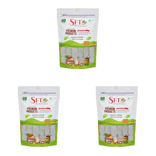 Image of SFT Dhaga Mishri, 1Kg | Rock Sugar | Pure Thread Crystal | Thread Mishri | Mishri Crystal (Pack of 3)