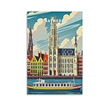 Decoración de pared ideal: decoración de viaje de la ciudad de Bélgica de Amberes, fácil de combinar con la decoración interior del hogar/interior, como sala de estar, comedor, fondo de sofá, cocina, escaleras, baño, habitación de invitados, dormitorio, etc. WC, lavandería, sala de juegos, sala de estudio, sala de juegos, garaje, sótano, sótano, porche, pasillo, salón, entrada, etc. Al aire libre como patio, puerta, puerta, entrada, gimnasio, masaje, casa, aula. Espacio de negocios como oficina, hotel, galería, restaurante, tienda, salón de belleza, guardería, etc