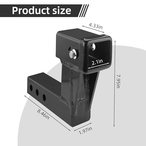 Puxyblue 50650 Trailer Hitch Riser with 6\" Drop/Rise Adjustment Trailer Hitch Adapter with 5/8\" Hitch Pin Compatible for Most 2\" Hitch Receivers and Most Vehicles of Different Types - 2 Year Warranty - Thumbnail 4