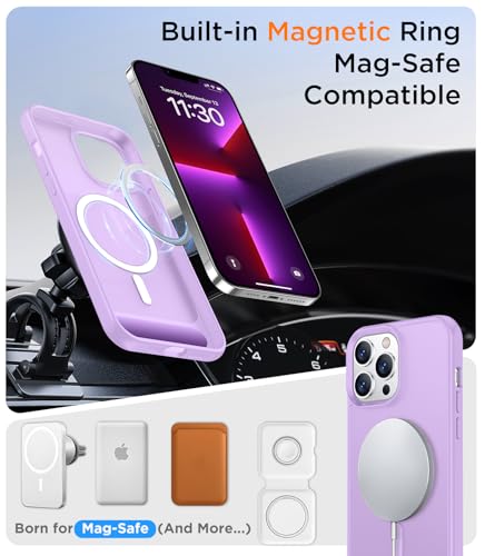 Image of Magnetic Compatible with iPhone 13 Pro Max Case, [Built-in Invisible Kickstand][Compatible with MagSafe][Military Grade Shockproof] Slim Translucent Matte Phone Case for iPhone 13 Pro Max 6.7 inch