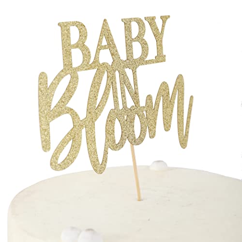 Baby In Bloom Cake Topper - Baby Shower Cake Topper , Gold Glitter Cake Topper , Gender Reveal Decorations , Baby Shower Cake Decoration , Baby Shower Party Supplies #TOP4