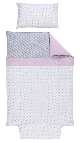 P'tit Basile - Parure Housse de couette bébé avec rabat - 100x140 cm - + taie 40x60 cm - Coton issu de l'agriculture biologique - Collection fille Claudine