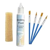 White Watercolor Masking Fluid - Professional Art Supplies with Brush & Eraser for Artists, Painting Medium Pen