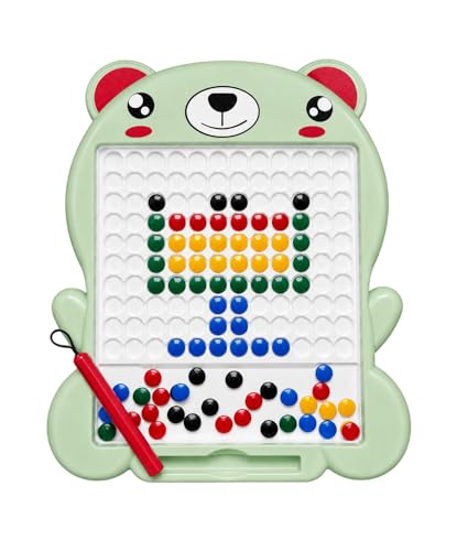 Image of Magnetic Drawing Board for Kids with 80 Beads & Pen | Big Size Educational Doodle Board | Preschool Learning & Fine Motor Skills Toy for Toddlers (Green)