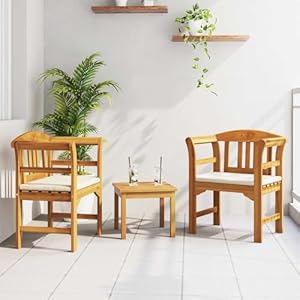 Homgoday Akazienholz-Gartenm?Bel Set | Elegantes Design, Naturfarben, 45x45x38 cm | Für gro?e Terrassen und Moderne Au?enbereiche 3416313