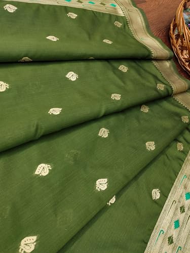 Image of DEVANGI Women's Woven Paithani Banarasi Silk Dupatta /Chunni For Women, Floral Print 1 Meter Wide and 2.3 Meter Length Printed Designer Dupatta /Chunni For Girls