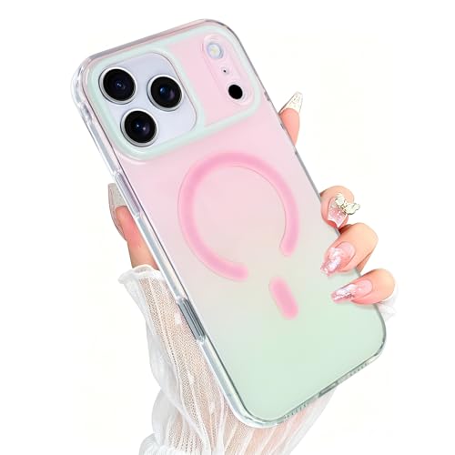 KANGHAR Rainbow Case for iPhone 17 Pro Gradient Pink&Green