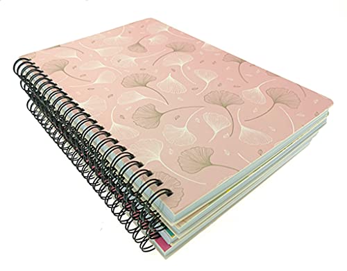 ALIMITOPIA-Spiral-Notebook-JouralWirebound-Ruled-Sketch-Book-Notepad-Diary-Memo-PlannerA5-Size-80-Sheets-4pcsLeafFlower