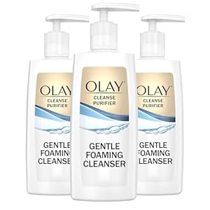 Olay Face Cleanser, Gentle Foaming Face Wash for Sensitive Skin – Fragrance-Free, Oil-Less, Soap-Free, Glycerin-Based Formula, Daily Cleansing without Irritation, 6.7 Oz – 3 Pack