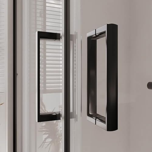 Box Doccia Angolare Mod. Java 80X120 Cm Apertura Scorrevole Vetro Trasparente Temperato 6Mm Trasparente Profili In Alluminio Nero Opaco 16 Carrelli Scorrevoli Maniglia In Abs - 4