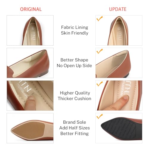 Image of MUSSHOE Black Flats for Women Pointed Toe-Comfortable Business Casual Work Shoes, Dressy Suede Slip On with Memory Foam for Office, Teacher & Standing All Day