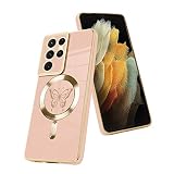 Fiyart Magnetic Case for Samsung S21 Ultra Compatible with Wireless Charging,Cute Butterfly Phone Ca