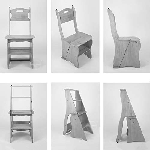 Taburete de escalera plegable CHEWYNP de madera maciza con 4 peldaños para el hogar 6