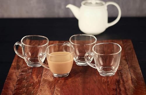 Image of Premium Glass Tea & Coffee Cups Set of 6, 250 ML Transparent Glass Mug with Handle for Coffee,Green Tea, Hot & Cold Beverages, Stylish Clear Drinking Cups for Home Kitchen Cafe (CTZ - 30)