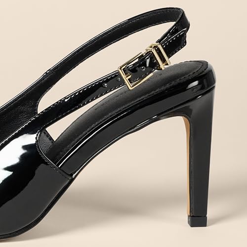 Amazon Essentials Tacones con Correa Trasera Mujer, Negro Charol, 44.5 EU - imagen 4