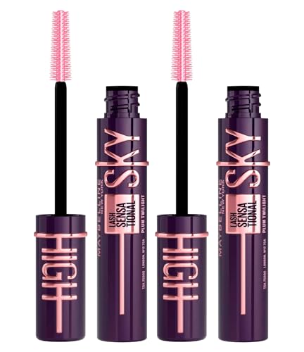Maybelline New York Sky High Lash Sensational Mascara Volumizing and Lengthening Plum Twilight Intense Look Clump-Free Flexible Brush - 2 Mascaras