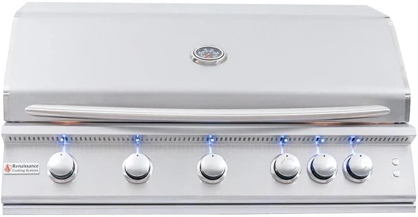 RCS Premier Series 40-Inch 5-Burner Built-In Natural Gas Grill With Rear Infrared Burner & Grill Lights - RJC40AL