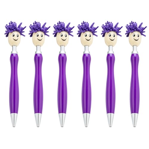 6PCS 1.0mmモップヘッドペン格納式のぬいぐるみ滑らかな書き込みペンスクールオフィス用品
