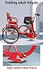 Folding elderly tricycle,adult rickshaw pedal tricycle,leisure mobility vehicle,20inch tandem trike with rear seat,shock absorber front fork,sensitive dual brakes #3