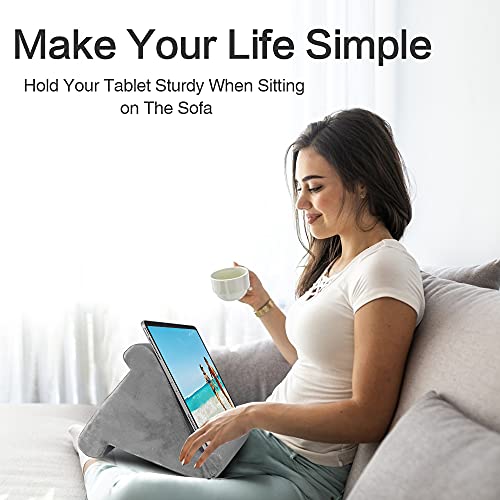 XOCOY Multi-Angle Soft Pillow Lap Stand, Tablet Stand Pillow, Book Couch Pillow Stand, Tablet Wedge Holder, Portable Triangle Tablet Stand for Tablets, eReaders, Smartphones, Books (Gray) - Image 5