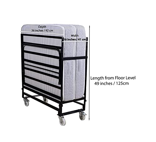 Springtek Rollaway Foam and Wrought Iron Metal Folding Single Bed with 6-Inch Contemporary Foam Mattress, Lockable Wheels | All 6 Springtek Rollaway Foam and Wrought Iron Metal Folding Single Bed with 6-Inch Contemporary Foam Mattress, Lockable Wheels | All - Image 6