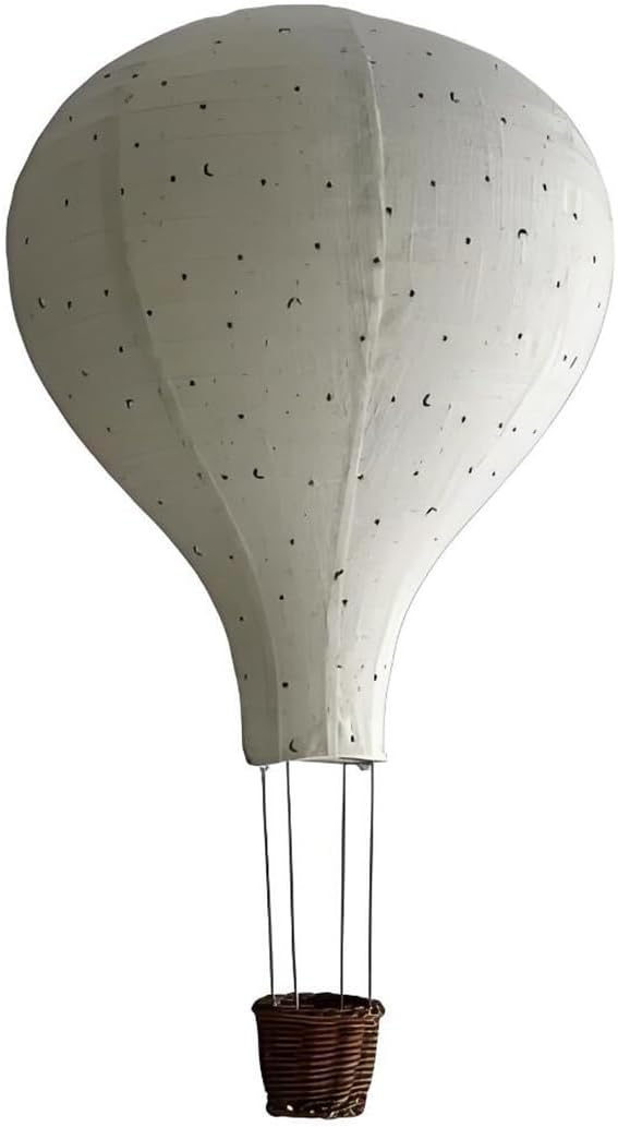 Hot Air Balloon Pendant Light​ White Lantern with Wicker Basket​ Themed Nursery Decor for Kids Room Kids Shower Gift Magical Ceiling Ornament​