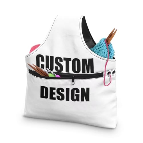 Image of KUIFORTI Custom Design Yarn Bag Holder Crochet Bag Knitting Accessories Yarn Project Bag Yarn Tote Yarn Bags for Crocheting on The Go Large Size