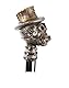 shoperama Gehstock mit Steampunk Totenkopf-Griff Zylinder Googles Metall Spazierstock Gothic Kostüm-Zubehör Accessoire